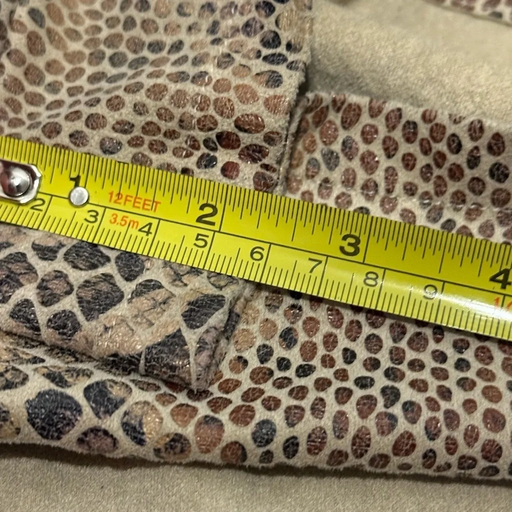Haute Monde Snakeskin Print Button Front Wrap Layered Skort Size Medium Mini Tan